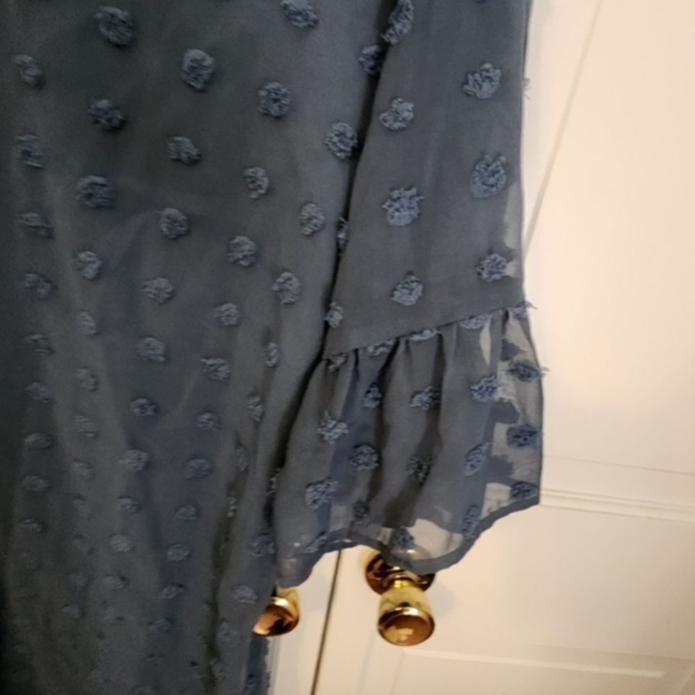 Puff sleeve 3/4 sleeves dress with accents on dress to make it stunningly unique - Picture 5 of 7